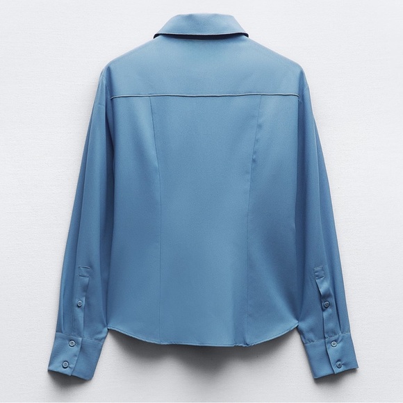 NWT Zara Crepe Pockets Button Down Shirt - Picture 3 of 9